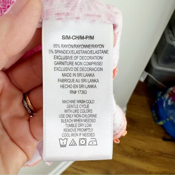 Ellen Tracy Pink/White Tunic/Swim Suit Cover up Orange Dot Trim Pockets Sz Small - Picture 8 of 10